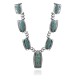 Wave .925 Sterling Silver Certified Authentic Navajo Native American Natural Turquoise Necklace 35116