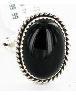 .925 Sterling Silver Oval Handmade Certified Authentic Navajo Natural Black Onyx Native American Ring 12831-3 .925 Sterling Silver Oval Handmade Certified Authentic Navajo Natural Black Onyx Native American Ring 12831-3