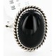 .925 Sterling Silver Oval Handmade Certified Authentic Navajo Natural Black Onyx Native American Ring  12831-3