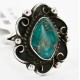 .925 Sterling Silver Flower Handmade Certified Authentic Navajo Natural Turquoise Native American Ring  16789