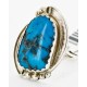 .925 Sterling Silver Handmade Certified Authentic Navajo Natural Turquoise Native American Ring  16992-1