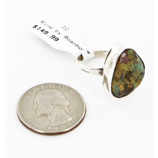 .925 Sterling Silver Handmade Certified Authentic Navajo Natural Turquoise Native American Ring 16994-1 .925 Sterling Silver Handmade Certified Authentic Navajo Natural Turquoise Native American Ring 16994-1