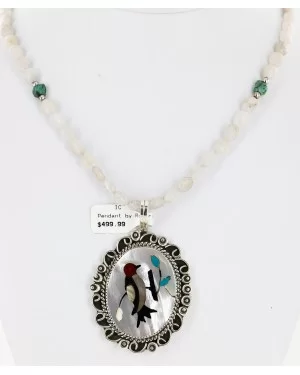 Bird .925 Sterling Silver Handmade Certified Authentic Navajo Inlaid Natural Turquoise Quartz Multicolor Native American Necklace 24409-2-15761 Bird .925 Sterling Silver Handmade Certified Authentic Navajo Inlaid Natural Turquoise Quartz Multicolor Native American Necklace 24409-2-15761