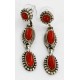 Certified Authentic Handmade Navajo .925 Sterling Silver Dangle Native American Earrings Natural Coral 27162-2