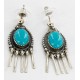 Certified Authentic Handmade Navajo .925 Sterling Silver Dangle Native American Earrings Natural Turquoise 27163-5