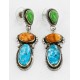 Certified Authentic Handmade Navajo .925 Sterling Silver Natural Turquoise Gaspeite Spiny Oyster Native American Dangle Earrings 27161-2