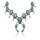 Squash Blossom .925 Sterling Silver Certified Authentic Navajo Native American Natural Turquoise Necklace 35124