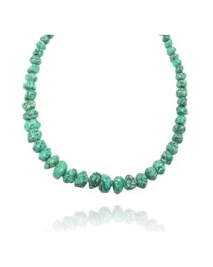.925 Sterling Silver Certified Authentic Navajo Native American 1 strand Natural Turquoise Necklace 35126 .925 Sterling Silver Certified Authentic Navajo Native American 1 strand Natural Turquoise Necklace 35126