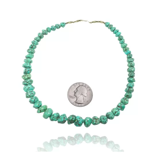 .925 Sterling Silver Certified Authentic Navajo Native American 1 strand Natural Turquoise Necklace 35126 .925 Sterling Silver Certified Authentic Navajo Native American 1 strand Natural Turquoise Necklace 35126
