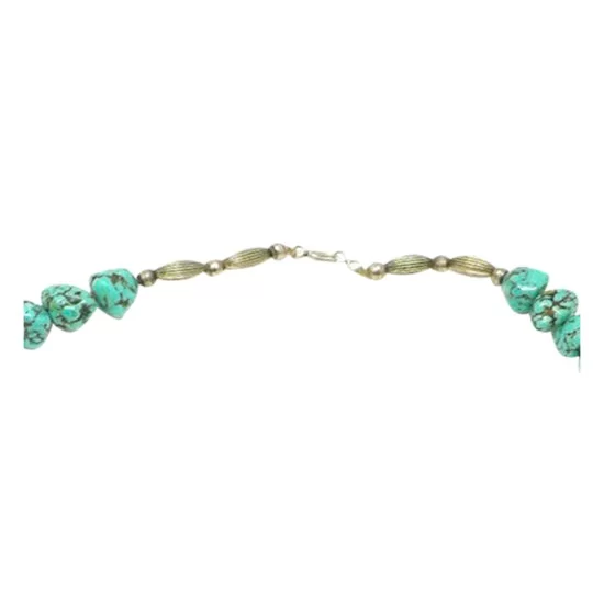 .925 Sterling Silver Certified Authentic Navajo Native American 1 strand Natural Turquoise Necklace 35126 .925 Sterling Silver Certified Authentic Navajo Native American 1 strand Natural Turquoise Necklace 35126