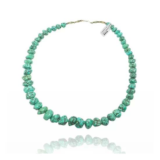 .925 Sterling Silver Certified Authentic Navajo Native American 1 strand Natural Turquoise Necklace 35126 .925 Sterling Silver Certified Authentic Navajo Native American 1 strand Natural Turquoise Necklace 35126