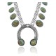 Squash Blossom .925 Sterling Silver Certified Authentic Handmade Navajo Native American Natural Turquoise Necklace 35122