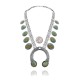 Squash Blossom .925 Sterling Silver Certified Authentic Handmade Navajo Native American Natural Turquoise Necklace 35122