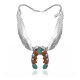 Squash Blossom .925 Sterling Silver Certified Authentic Handmade Navajo Native American Natural Turquoise Coral Necklace 35130