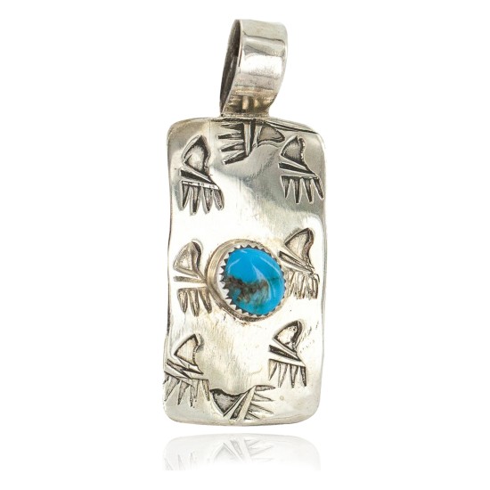Certified Authentic Bear paw Handmade Nickel Natural Turquoise Navajo Native American Pendant 13167-1 Certified Authentic Bear paw Handmade Nickel Natural Turquoise Navajo Native American Pendant 13167-1