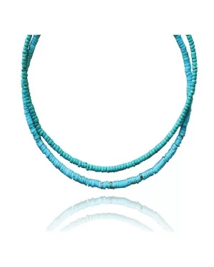 .925 Sterling Silver Certified Authentic Navajo Native American 2 strand Magnesite Necklace 35145 .925 Sterling Silver Certified Authentic Navajo Native American 2 strand Magnesite Necklace 35145