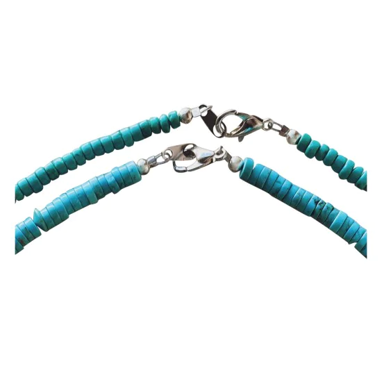 .925 Sterling Silver Certified Authentic Navajo Native American 2 strand Magnesite Necklace 35145