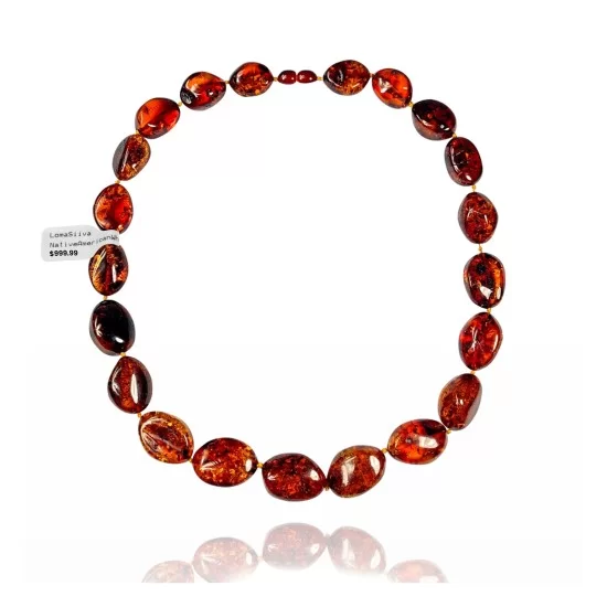 .925 Sterling Silver Certified Authentic Navajo Native American 1 strand Amber Necklace 35144 .925 Sterling Silver Certified Authentic Navajo Native American 1 strand Amber Necklace 35144