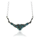 Butterfly .925 Sterling Silver Certified Authentic Handmade Navajo Native American Natural Turquoise Necklace 35156