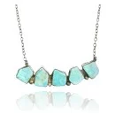 .925 Sterling Silver Certified Authentic Navajo Native American Natural Turquoise Necklace 35158