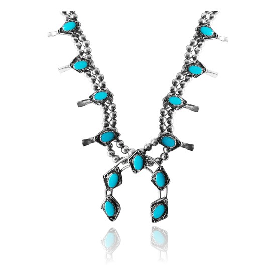 .925 Sterling Silver Certified Authentic Navajo Native American Natural Turquoise Necklace 35162 Necklaces & Pendants NB848909285589 35162 (by LomaSiiva)