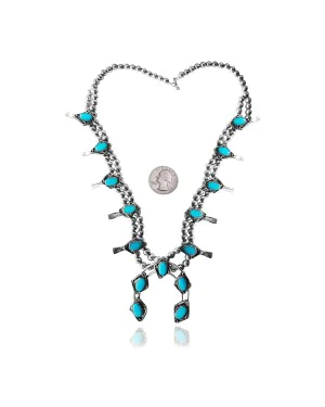 .925 Sterling Silver Certified Authentic Navajo Native American Natural Turquoise Necklace 35162 .925 Sterling Silver Certified Authentic Navajo Native American Natural Turquoise Necklace 35162