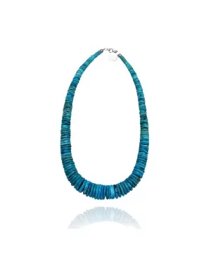 .925 Sterling Silver Certified Authentic Navajo Native American 1 strand Graduated Magnesite Necklace 35165 .925 Sterling Silver Certified Authentic Navajo Native American 1 strand Graduated Magnesite Necklace 35165