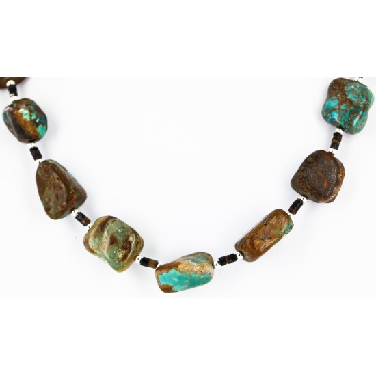 Certified Authentic Navajo .925 Sterling Silver Natural Turquoise Native American Necklace 790105-1 Certified Authentic Navajo .925 Sterling Silver Natural Turquoise Native American Necklace 790105-1