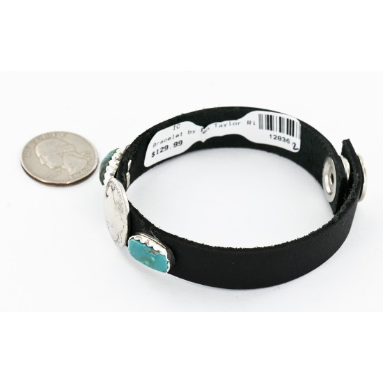 Handmade Navajo Sterling Silver Natural Turquoise Bracelet 12836-2 Handmade Navajo Sterling Silver Natural Turquoise Bracelet 12836-2