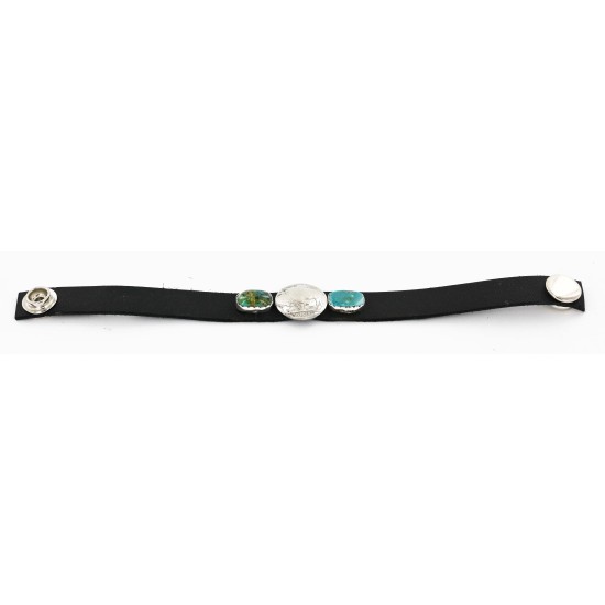 Handmade Navajo Sterling Silver Natural Turquoise Bracelet 12836-2 Handmade Navajo Sterling Silver Natural Turquoise Bracelet 12836-2