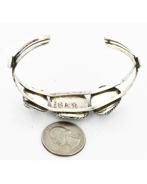 Handmade Certified Authentic Navajo .925 Sterling Silver Natural Turquoise Native American Bracelet 12818-2 Handmade Certified Authentic Navajo .925 Sterling Silver Natural Turquoise Native American Bracelet 12818-2