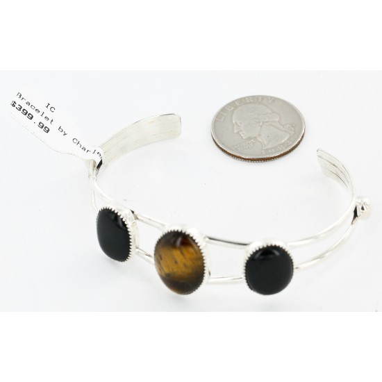 Handmade Certified Authentic Navajo .925 Sterling Silver Natural Tigers Eye Native American Bracelet 12820 Handmade Certified Authentic Navajo .925 Sterling Silver Natural Tigers Eye Native American Bracelet 12820