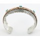 Handmade Certified Authentic Navajo Pure Nickel and Copper Native American Bracelet Natural Turquoise 12844-4
