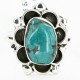 .925 Sterling Silver Flower Handmade Certified Authentic Navajo Natural Turquoise Native American Ring  17000-1