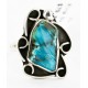 925 Sterling Silver Handmade Certified Authentic Navajo Natural Turquoise Native American Ring  17000-4
