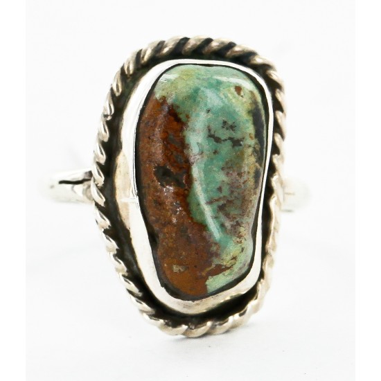 .925 Sterling Silver Handmade Certified Authentic Navajo Natural Turquoise Native American Ring 16994-2 .925 Sterling Silver Handmade Certified Authentic Navajo Natural Turquoise Native American Ring 16994-2