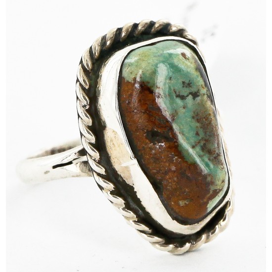 .925 Sterling Silver Handmade Certified Authentic Navajo Natural Turquoise Native American Ring 16994-2 .925 Sterling Silver Handmade Certified Authentic Navajo Natural Turquoise Native American Ring 16994-2