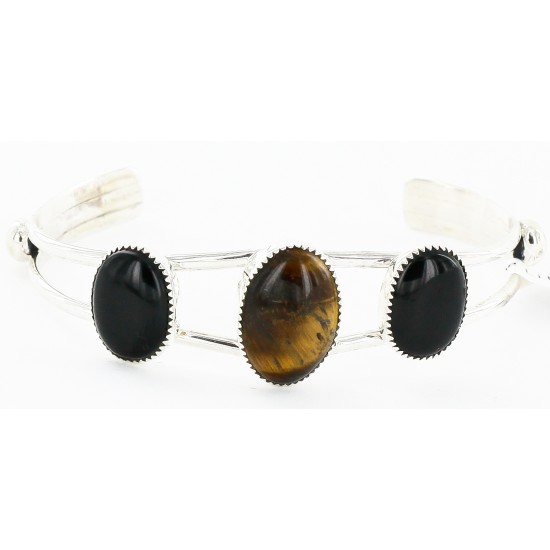 Handmade Certified Authentic Navajo .925 Sterling Silver Natural Tigers Eye Native American Bracelet 12820 Handmade Certified Authentic Navajo .925 Sterling Silver Natural Tigers Eye Native American Bracelet 12820
