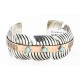 Handmade Feather Certified Authentic Navajo Pure Nickel and Copper Native American Bracelet Natural Turquoise 12844-3