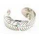Handmade Feather Certified Authentic Roanhorse Navajo Nickel Natural Turquoise Native American Bracelet 12841-2