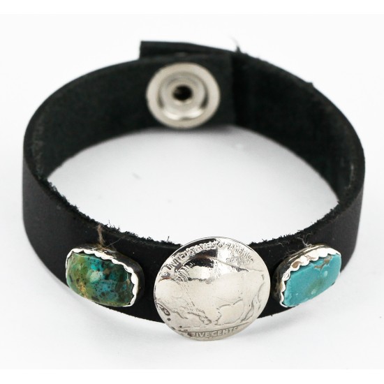 Handmade Navajo Sterling Silver Natural Turquoise Bracelet 12836-2 Handmade Navajo Sterling Silver Natural Turquoise Bracelet 12836-2