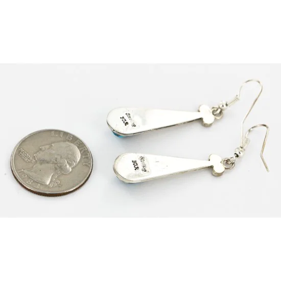 Certified Authentic Handmade Navajo .925 Sterling Silver Dangle Native American Earrings Natural Turquoise 18079-2 Certified Authentic Handmade Navajo .925 Sterling Silver Dangle Native American Earrings Natural Turquoise 18079-2