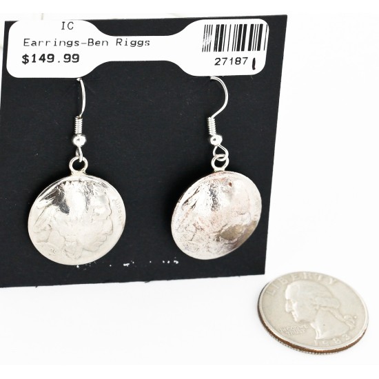 Certified Authentic Vintage Style Buffalo Nickels Handmade Navajo .925 Sterling Silver Nickel Dangle Native American Earrings 27187-1 All Products 27187-1 27187-1 (by LomaSiiva)