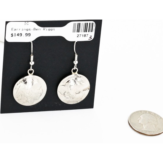 Certified Authentic Vintage Style Buffalo Nickels Handmade Navajo .925 Sterling Silver Nickel Dangle Native American Earrings 27187-3 All Products 27187-3 27187-3 (by LomaSiiva)