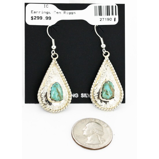 Certified Authentic Handmade Navajo .925 Sterling Silver Dangle Native American Earrings Natural Turquoise 27190-1 Certified Authentic Handmade Navajo .925 Sterling Silver Dangle Native American Earrings Natural Turquoise 27190-1
