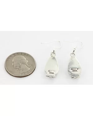 Certified Authentic Handmade Navajo .925 Sterling Silver Dangle Native American Earrings Natural Turquoise 27188-3