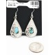 Certified Authentic Handmade Navajo .925 Sterling Silver Dangle Native American Earrings Natural Turquoise 27190-3