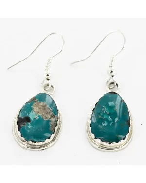 Certified Authentic Handmade Navajo .925 Sterling Silver Dangle Native American Earrings Natural Turquoise 27188-2 Certified Authentic Handmade Navajo .925 Sterling Silver Dangle Native American Earrings Natural Turquoise 27188-2