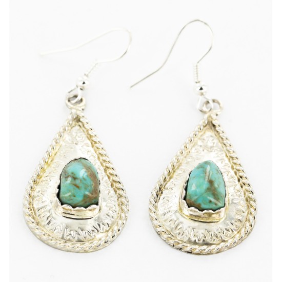 Certified Authentic Handmade Navajo .925 Sterling Silver Dangle Native American Earrings Natural Turquoise 27190-1 Certified Authentic Handmade Navajo .925 Sterling Silver Dangle Native American Earrings Natural Turquoise 27190-1