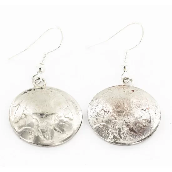 Certified Authentic Vintage Style Buffalo Nickels Handmade Navajo .925 Sterling Silver Nickel Dangle Native American Earrings 27187-1